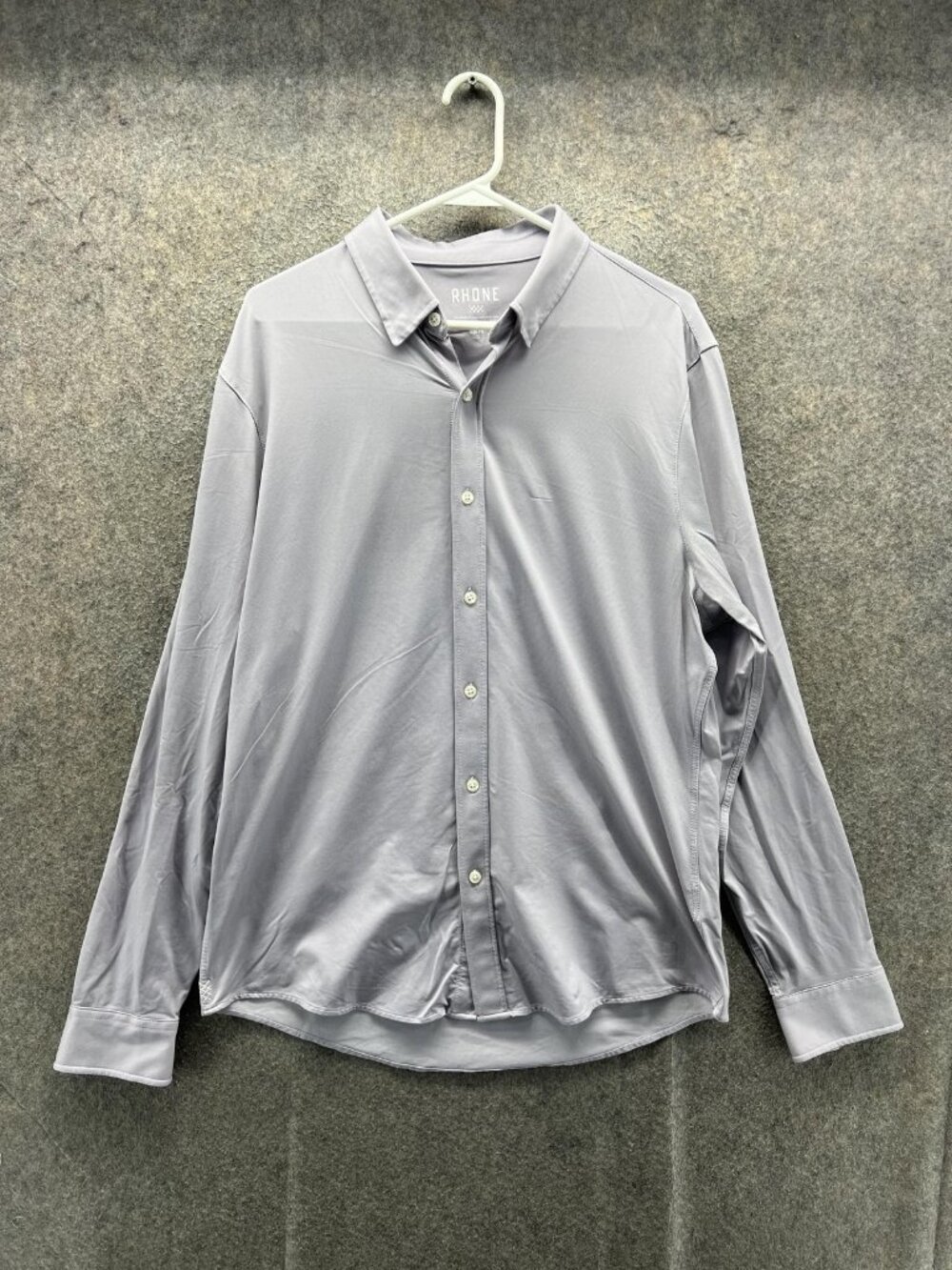 Rhone Dress Shirt Mens Large Gray Slim Fit Stretch Long Sleeve Button Front